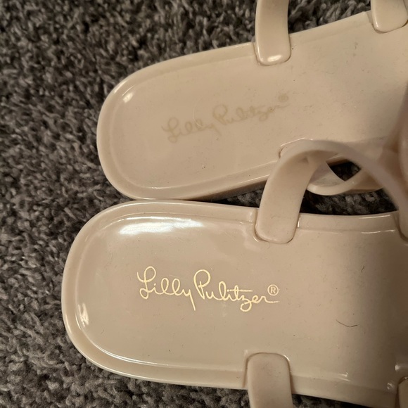Women’s Lilly Pulitzer Size 6 Harlow Jelly Sandals NWOT Tan Cream Bows Summer - Picture 5 of 5